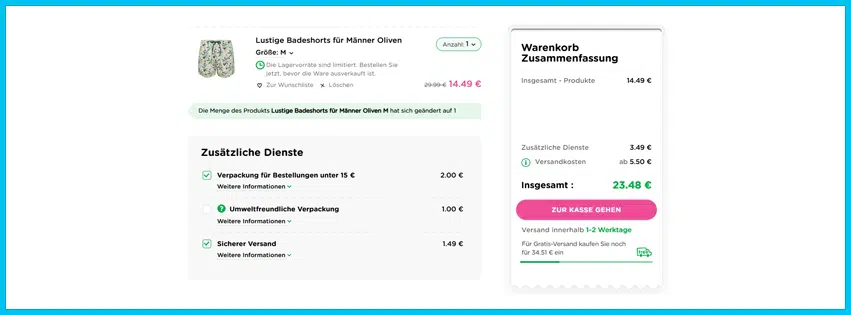 dedoles Gutscheine - Warenkorb