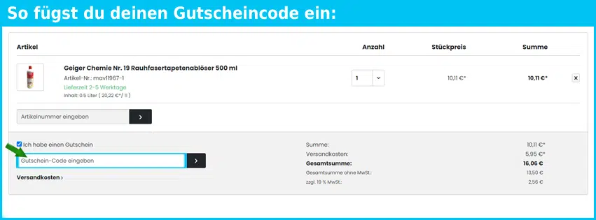 malerversand Gutscheine - gutscheincode eingeben und sparen