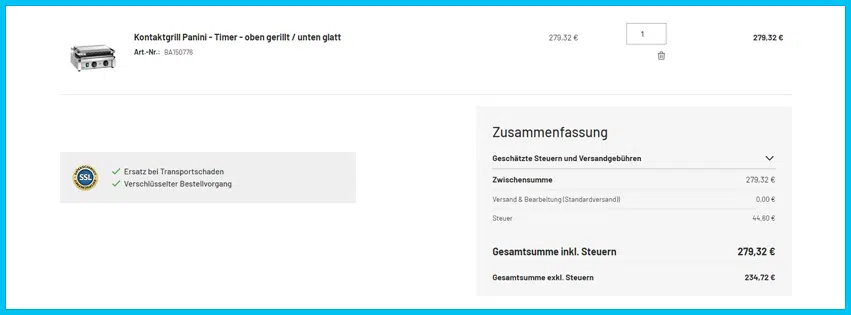 mm-gastroshop.de Gutscheine - Warenkorb