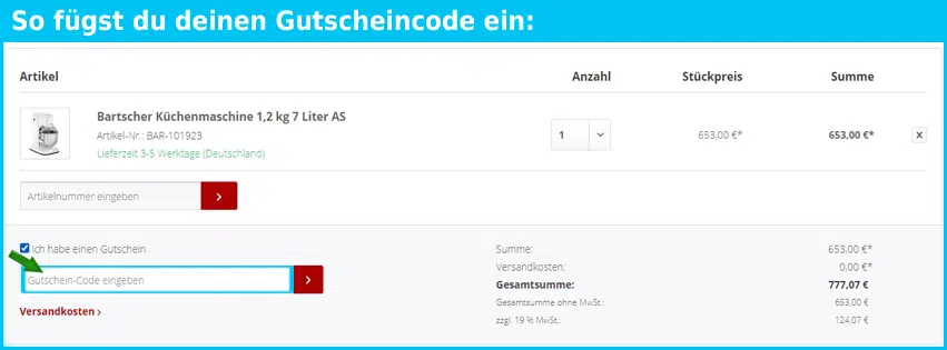 profikuechenshop.de Gutscheine - gutscheincode eingeben und sparen