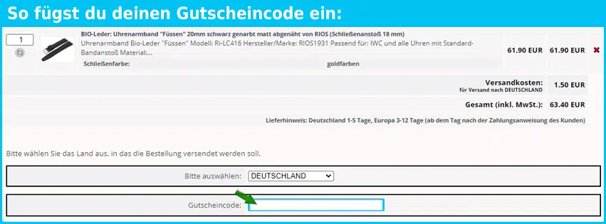 uhrenarmband-versand.de Gutscheine - gutscheincode eingeben und sparen