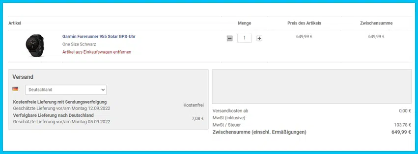 wigglesport Gutscheine - Warenkorb