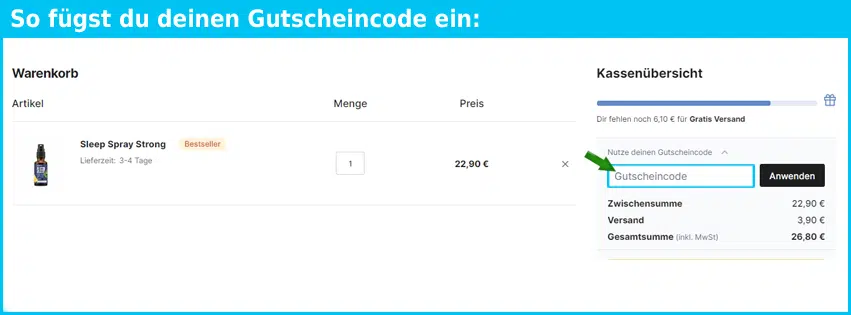 brain-effect Gutschein einfuegen und sparen blau