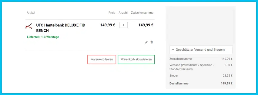 cardiofitness Gutscheine - Warenkorb