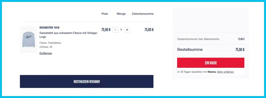 championstore Gutschein Warenkorb blau