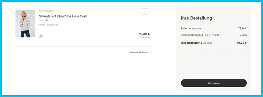 dettofatto Gutschein Warenkorb blau
