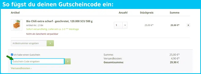 direct-friendly Gutschein einfuegen und sparen blau