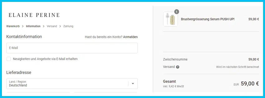 elaineperine Gutschein Warenkorb blau