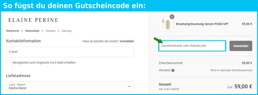 elaineperine Gutschein einfuegen und sparen blau