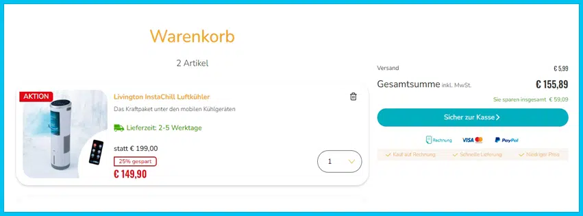 haus-hobby Gutschein Warenkorb blau