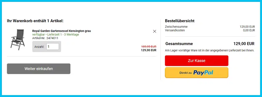 hertie Gutscheine - Warenkorb