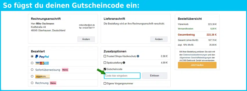 jacob Gutscheine - gutscheincode eingeben und sparen
