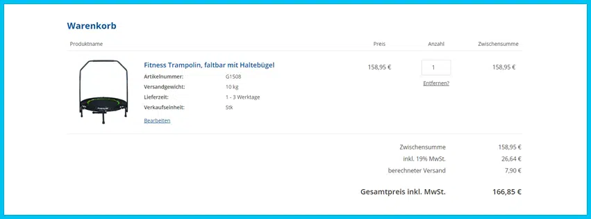 kuebler-sport Gutscheine - Warenkorb