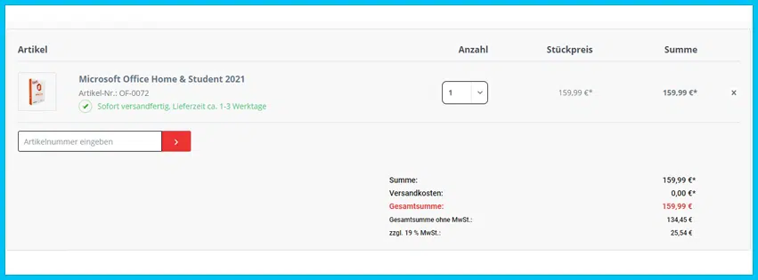 lowsoft Gutschein Warenkorb blau