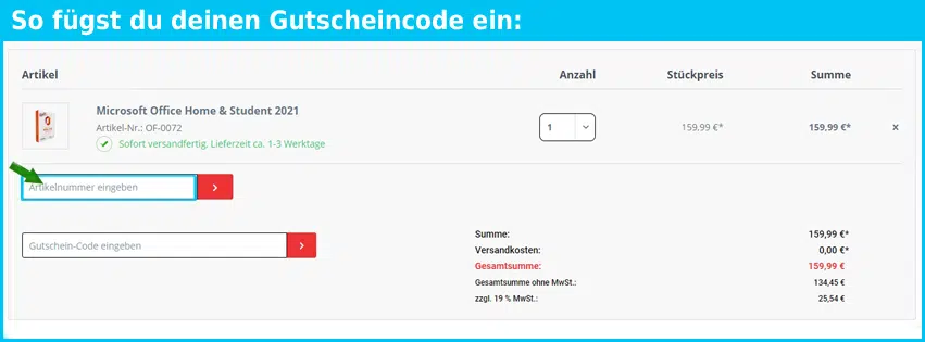 lowsoft Gutschein einfuegen und sparen blau