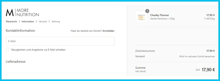 morenutrition Gutschein Warenkorb blau