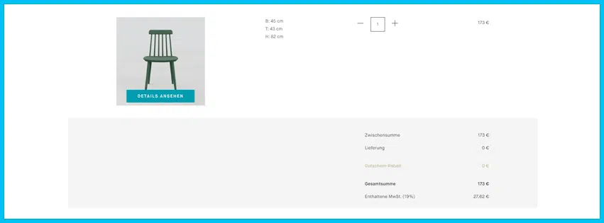 mycs Gutschein Warenkorb blau