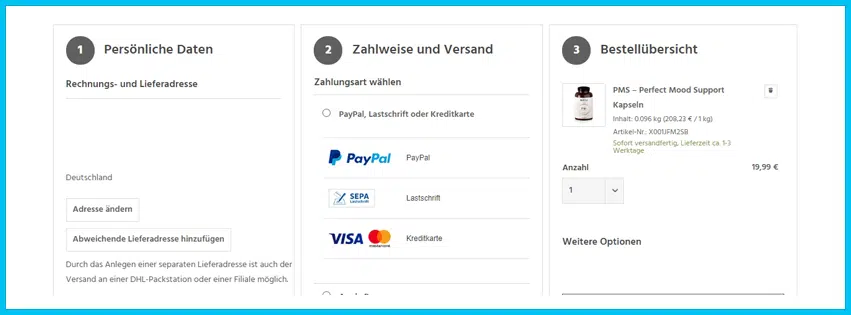nutri-plus Gutschein Warenkorb blau
