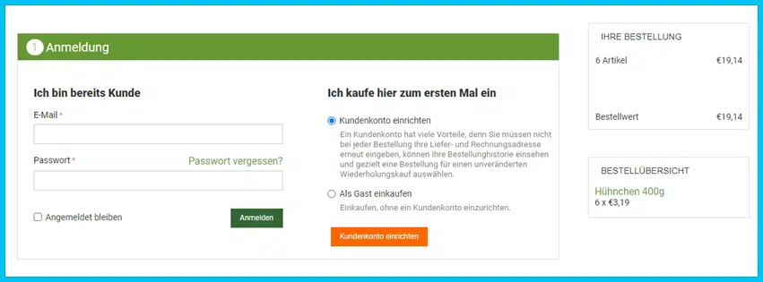 paulsbeute Gutschein Warenkorb blau