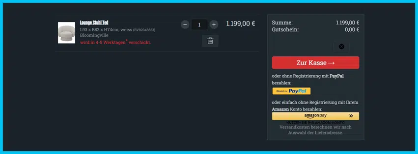 skandeko Gutschein Warenkorb blau