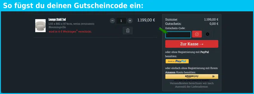 skandeko Gutschein einfuegen und sparen blau