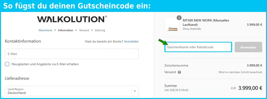 walkolution Gutscheine - gutscheincode eingeben und sparen