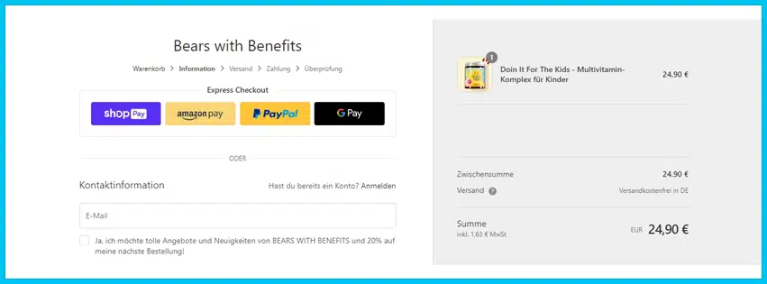 bears-with-benefits Gutschein Warenkorb blau