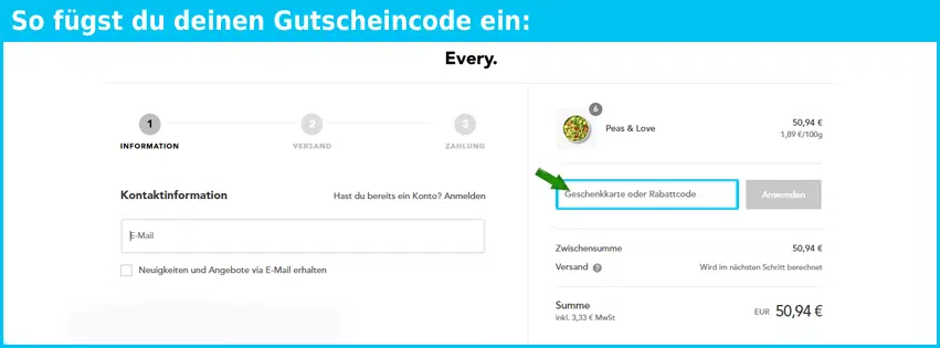 every-foods Gutschein einfuegen und sparen blau