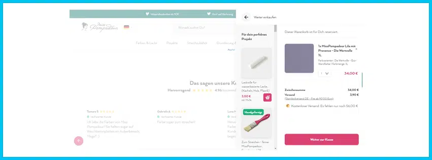 misspompadour Gutschein Warenkorb blau