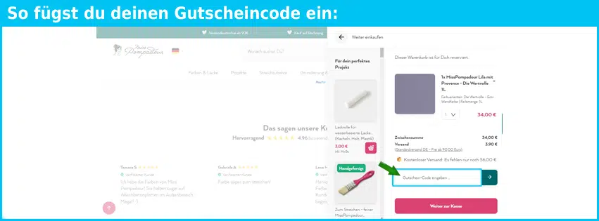 misspompadour Gutschein einfuegen und sparen blau