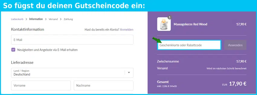 ohmyfantasy Gutschein einfuegen und sparen blau
