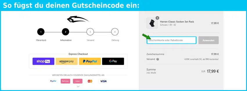 smilodox Gutschein einfuegen und sparen blau