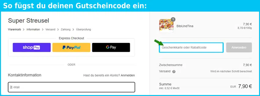 superstreusel Gutschein einfuegen und sparen blau