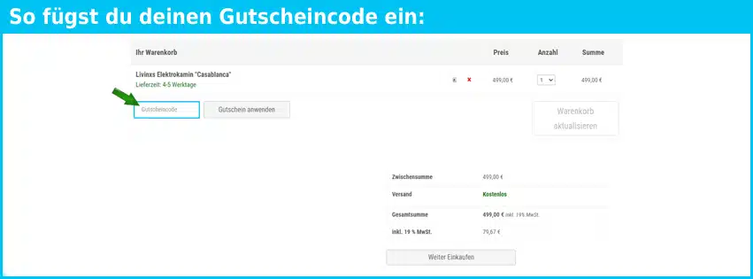 Traedgard Gutschein einfuegen und sparen blau