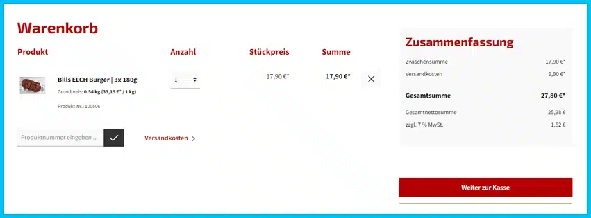 beefbandits Gutschein Warenkorb blau