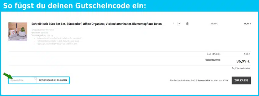 beton-welt.de Gutschein einfuegen und sparen blau