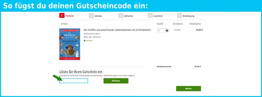donbosco Gutschein einfuegen und sparen blau