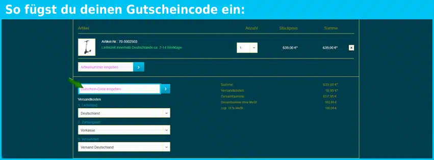 eco-wheel Gutschein einfuegen und sparen blau