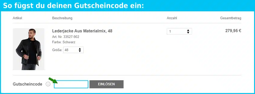 emilioadani Gutschein einfuegen und sparen blau