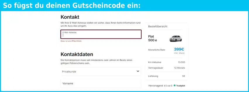 finn Gutschein einfuegen und sparen blau
