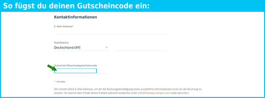 freeway-camper Gutschein einfuegen und sparen blau