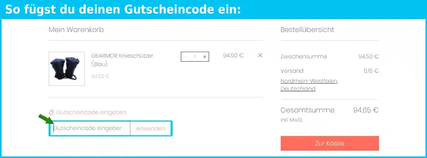 gearmor Gutschein einfuegen und sparen blau