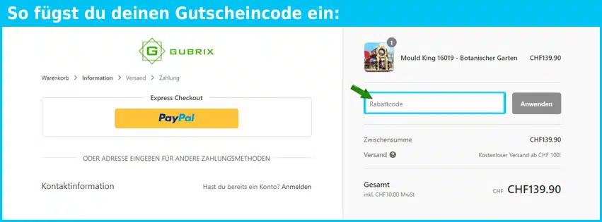 gubrix Gutschein einfuegen und sparen blau