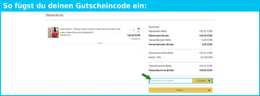 jahn-lederwaren Gutschein einfuegen und sparen blau