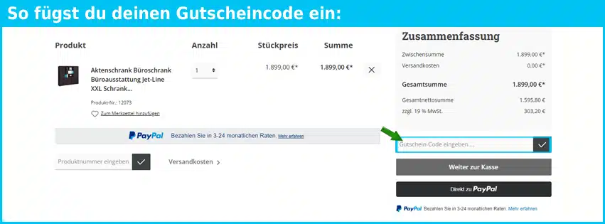 jet-line Gutschein einfuegen und sparen blau
