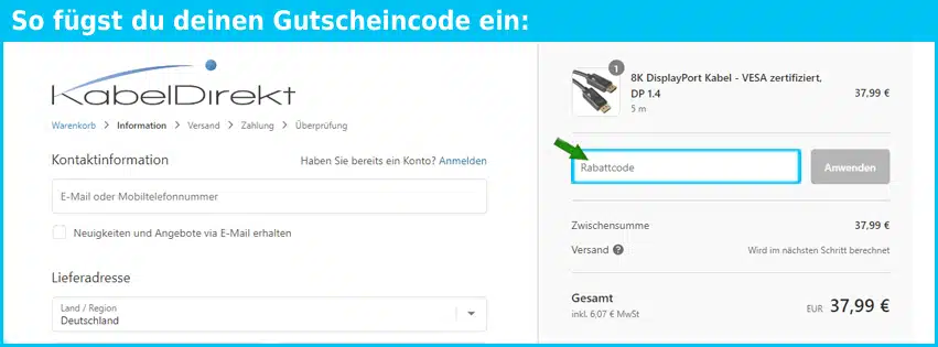 kabeldirekt Gutschein einfuegen und sparen blau