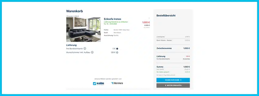 kabs Gutschein Warenkorb blau