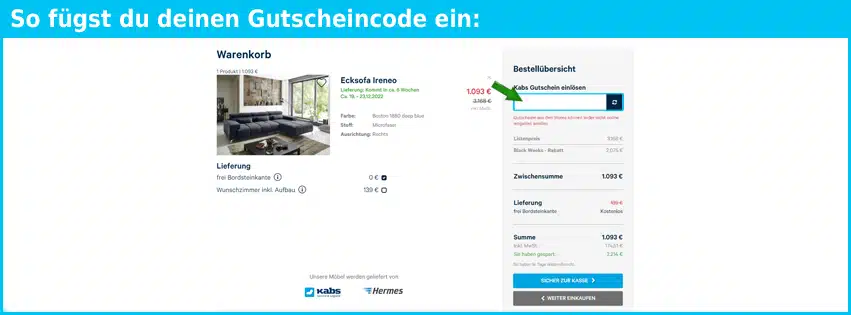 kabs Gutschein einfuegen und sparen blau