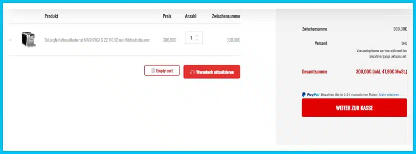 mediashop-wolter Gutschein Warenkorb blau