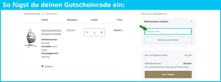 mr-deko Gutschein einfuegen und sparen blau